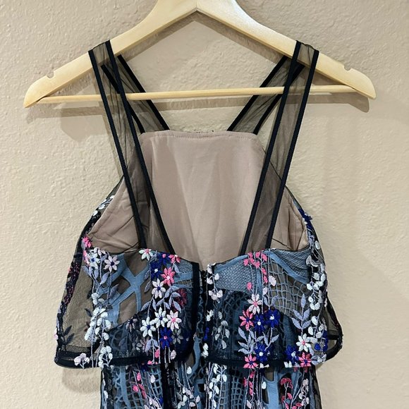 UNBRANDED Women's Floral Vine Embroidered Maxi Sleeveless Overlay Dress Size S - Picture 5 of 15